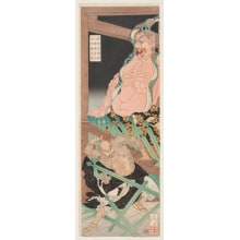 Estampe japonaise "Lu Zhishen Drunkenly Destroys Mt. Godai's Kongojin" par Tsukioka Yoshitoshi, 月岡芳年 (Tsukioka Yoshitoshi 月岡 芳年)
