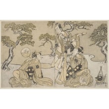 Estampe japonaise "Scene from the Shosa "Yukashi-Ika Miyako No Naredoko"" par Katsukawa Shunsho, 勝川春章 (Katsukawa Shunshō 勝川 春章)