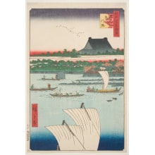 Estampe japonaise "Teppōzu and Tsukiji Honganji Temple (Teppōzu Tsukiji Monzeki)" par Utagawa Hiroshige, 歌川広重 (Utagawa Hiroshige I 歌川 広重)