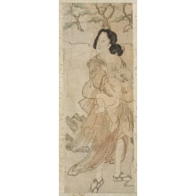 Japanese Print "A Woman Standing on the Bank of a River" by Katsukawa Shunsen, 勝川春扇 (Katsukawa Shunsen 勝川 春扇)