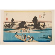 Estampe japonaise "Kawasaki: Ferry at Rokugo (Rokugo watashi-bune)" par Utagawa Hiroshige, 歌川広重 (Utagawa Hiroshige I 歌川 広重)