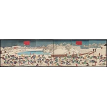 Estampe japonaise "Samurai Fighting in the Snow" par Tsukioka Yoshitoshi, 月岡芳年 (Tsukioka Yoshitoshi 月岡 芳年)