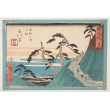 Estampe japonaise "Shirasuka: The Road Leading Up Sea View Hill" par Utagawa Hiroshige, 歌川広重 (Utagawa Hiroshige I 歌川 広重)