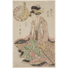 Japanese Print "The First Month" by Kitagawa Utamaro II 二代 喜多川 歌麿