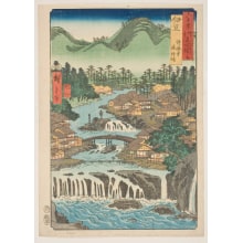 Estampe japonaise "Izu Province: the Hot Springs at the Shuzen Temple" par Utagawa Hiroshige, 歌川広重 (Utagawa Hiroshige I 歌川 広重)