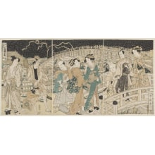 Japanese Print "Evening Glow at Ryōgoku Bridge (Ryōgoku no sekishō)" by Katsukawa Shunsen, 勝川春扇 (Katsukawa Shunsen 勝川 春扇)