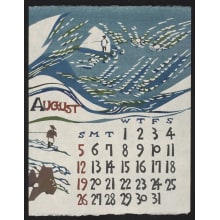 Estampe japonaise "August, 1973 – Fishing in Mountain Streams" par Takeshi Nishijima