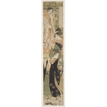Chokosai Eisho, 鳥高斎栄昌 (Chōkōsai Eishō 鳥高斎 栄昌)による浮世絵「Parody of Ushiwakamaru Serenading Jōrurihime」