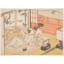 Japanischer Druck "Listening To The Cukoo's Cry" von Suzuki Harunobu, 鈴木春信 (Suzuki Harunobu 鈴木 春信)
