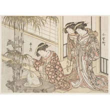 Japanese Print "Frosty Morning at Maruya" by Kitao Shigemasa, 北尾重政 (Kitao Shigemasa 北尾 重政, Katsukawa Shunshō 勝川 春章)