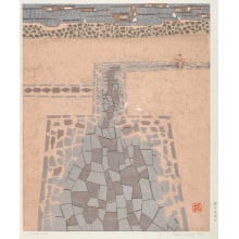 Estampe japonaise "A Mat of Stone at Nagayama (Ishitatami Nagayami Kei)" par Okiie, 橋本興家 (Hashimoto Okiie)