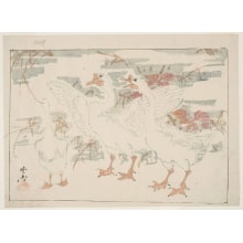 Kawanabe Kyosai, 河鍋暁斎 (Kawanabe Kyosai)による浮世絵「Three White Geese」