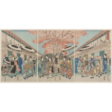 Japanischer Druck "Nakanocho in the Shin Yoshiwara (Shin Yoshiwara Nakanocho)" von Utagawa Hiroshige II, 二歌川広重 (Utagawa Hiroshige II 二代 歌川 広重)
