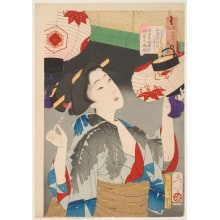 Estampe japonaise "Capable: A Kyoto Waitress of the Meiji Era" par Tsukioka Yoshitoshi, 月岡芳年 (Tsukioka Yoshitoshi 月岡 芳年)