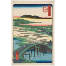 Estampe japonaise "Sugatami Bridge, Omokage Bridge, and Jariba at Takata" par Utagawa Hiroshige, 歌川広重 (Utagawa Hiroshige I 歌川 広重)