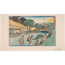 Japanischer Druck "Edo Komyo Kaitei Zukushi: The Ogiya Teahouse at Oji, a Suburb of Edo" von Utagawa Hiroshige, 歌川広重 (Utagawa Hiroshige I 歌川 広重)