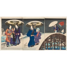 Estampe japonaise "The 12Th Month: Snow Moon And The Sytle Of Winter Dress" par Utagawa Kunisada, 歌川国貞 (Utagawa Kunisada I 歌川 国貞)