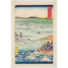 Japanese Print "The Ōi River between Suruga and Tōtōmi Provinces (Sun En Ōigawa)" by Utagawa Hiroshige, 歌川広重 (Utagawa Hiroshige I 歌川 広重)