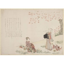 Japanese Print "Gathering Spring Flowers" by Katsushika Hokuun