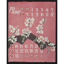 Estampe japonaise "February, 1977 – A Branch with Plum Blossoms" par Takeshi Nishijima