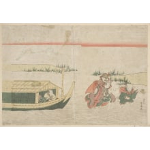 Japanese Print "Disembarking" by Katsukawa Shunsen, 勝川春扇 (Katsukawa Shunsen 勝川 春扇)