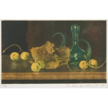 Estampe japonaise "A Bottle of Biot and Plantanus Ntus" par Ito Wako