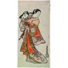 Estampe japonaise "Ichikawa Monnosuke I as a Courtesan Holding the Wig for a Man's Role" par Torii Kiyomasu II, 鳥居清倍 (Torii Kiyomasu II)