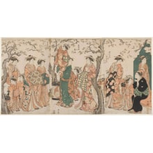 Estampe japonaise "Yoshiwara Bijin Viewing Cherry Blossoms" par Torii Kiyonaga, 鳥居清長 (Torii Kiyonaga)