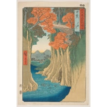 Japanese Print "Kai Province: the Monkey Bridge" by Utagawa Hiroshige, 歌川広重 (Utagawa Hiroshige I 歌川 広重)