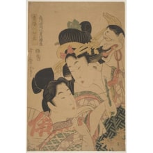 Japanese Print "Two Yoshiwara Geisha" by Kitagawa Utamaro II 二代 喜多川 歌麿