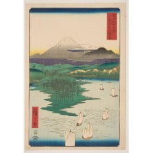 Japanese Print "Fuji Seen from the Sea off Noge Yokohama in Musashi Province" by Utagawa Hiroshige, 歌川広重 (Utagawa Hiroshige I 歌川 広重)