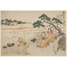 Japanese Print "Shiokumi On Suma Beach" by Kitagawa Utamaro II 二代 喜多川 歌麿