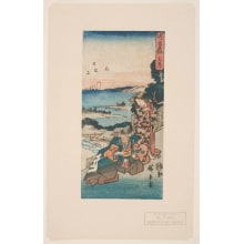Estampe japonaise "Scene From Act I, Ko No Moronao Offering A Love Letter To The Lady Kaoyo-Gozen, Wife Of Enya Hangan" par Utagawa Hiroshige, 歌川広重 (Utagawa Hiroshige I 歌川 広重)