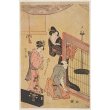 Hosoda Eishi, 細田栄之 (Hosoda Eishi)创作的日本版画《A Party in a Tea-House》
