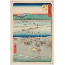 Japanese Print "No. 24, Shimada: The Suruga Bank of the Ōi River (Shimada, Ōigawa Sungan)" by Utagawa Hiroshige, 歌川広重 (Utagawa Hiroshige I 歌川 広重)