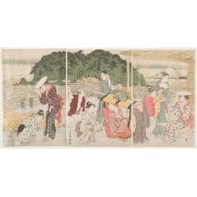 Estampe japonaise "A Visit to Enoshima (An Outing at 1000 RI Beach)" par Torii Kiyonaga, 鳥居清長 (Torii Kiyonaga)