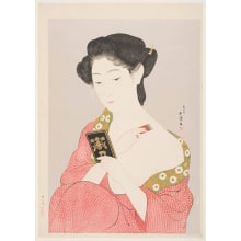 Japanese Print "A Woman in a Long Undergarment" by Hashiguchi Goyo, 橋口五葉 (Hashiguchi Goyo)