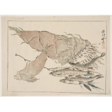 Estampe japonaise "Bamboo Sprouts and Trout" par Kawanabe Kyosai, 河鍋暁斎 (Kawanabe Kyosai)