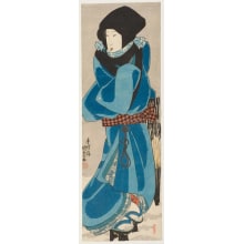 Estampe japonaise "Woman with Black Hood in Snow" par Utagawa Kunisada, 歌川国貞 (Utagawa Kunisada I 歌川 国貞)