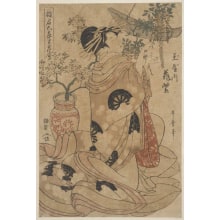 Estampe japonaise "Hanamurasaki Of Tama-Ya" par Kitagawa Utamaro, 喜多川歌麿 (Kitagawa Utamaro I 喜多川 歌麿)