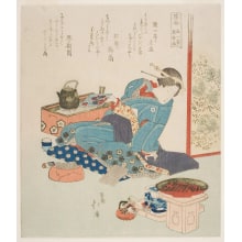 Totoya Hokkei, 魚屋北渓 (Totoya Hokkei)による浮世絵「The Golden Sake Cup」