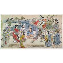Japanese Print "A Flower Show" by Furuyama, Moromasa