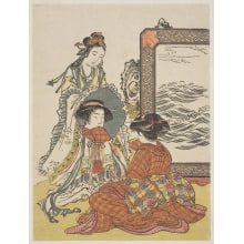 Japanese Print "Benten Holding A Large Mirror" by Kitao Shigemasa, 北尾重政 (Kitao Shigemasa 北尾 重政)