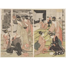Japanese Print "The Chushingura Drama Parodied by Famous Beauties: A Set of Twelve Prints-Act 11 (Komei bijin mitate chushingura junimai tsuzuki: juichi-danme)" by Kitagawa Utamaro, 喜多川歌麿 (Kitagawa Utamaro I 喜多川 歌麿)