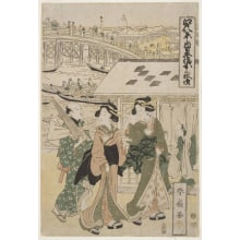 Japanese Print "Street Scene on the Bank of the Sumidagawa near Nippon Bridge" by Katsukawa Shunsen, 勝川春扇 (Katsukawa Shunsen 勝川 春扇)