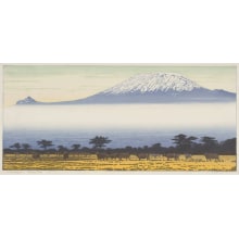 Japanese Print "Kilimanjaro, Cloudy Day" by Yoshida Toshi, 吉田遠志 (Toshi Yoshida)