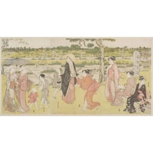 Estampe japonaise "An Outing At Oshiage-Mura" par Katsukawa Shuncho, 勝川春潮 (Katsukawa Shunchō 勝川 春潮)