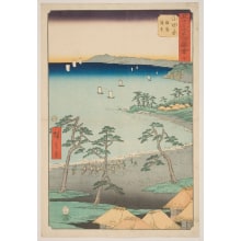 Japanese Print "No. 10, Odawara: Fishing Huts on the Beach (Odawara, kaigan gyosha)" by Utagawa Hiroshige, 歌川広重 (Utagawa Hiroshige I 歌川 広重)