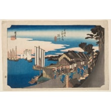 Japanese Print "Shinagawa: Hinode (Sunrise)" by Utagawa Hiroshige, 歌川広重 (Utagawa Hiroshige I 歌川 広重)