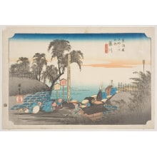 Japanese Print "Fujikawa: The Entrance to the Village" by Utagawa Hiroshige, 歌川広重 (Utagawa Hiroshige I 歌川 広重)